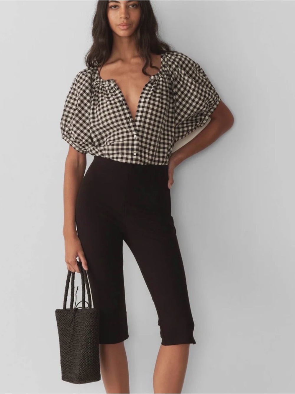 Doen June Top in Noir Greta Gingham